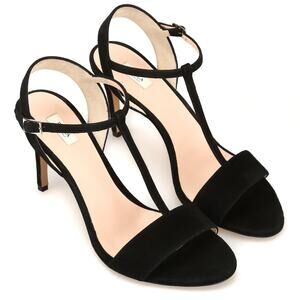 Furla Italy Mimi Black Suede Leather Open Toe Strappy Sandals Heels Size 38